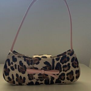 Leopard Print Women's Bag with Pink Accents